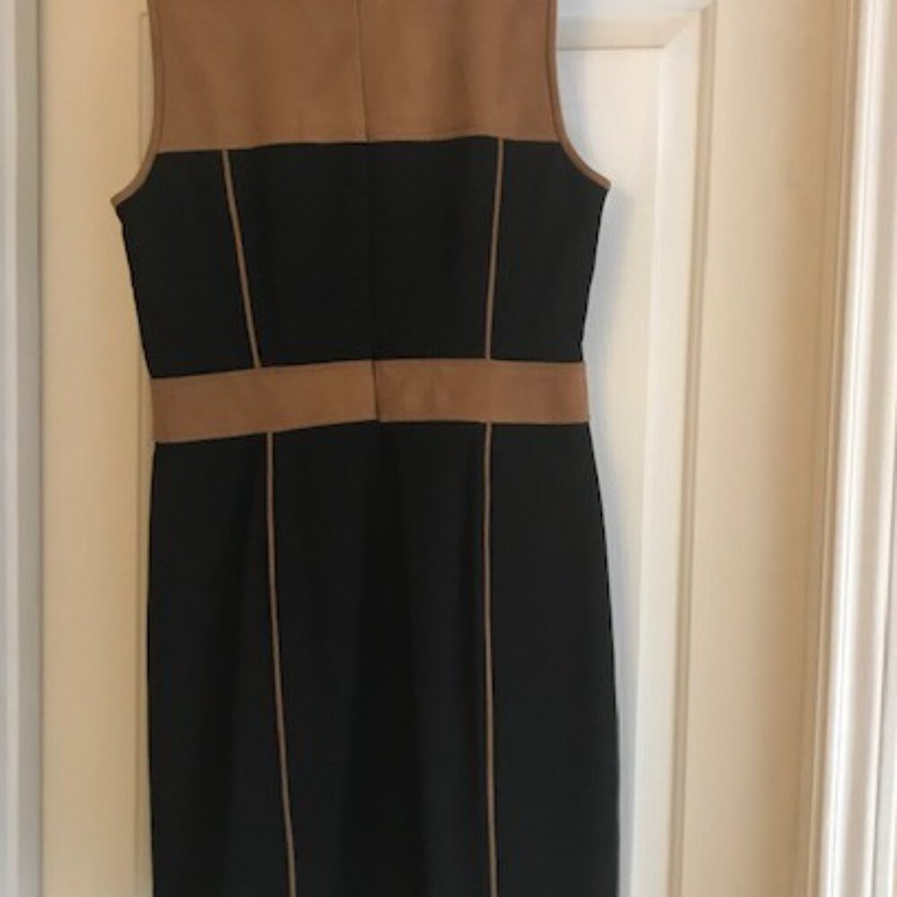Calvin Klein Brown Suede with Black Material Sleeveless Women's Dress Size 8 - Picture 3 of 4